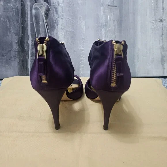 Nine West Purple Satin with Rhinestone Strappy High Heels - Size 6 - Picture 5 of 6